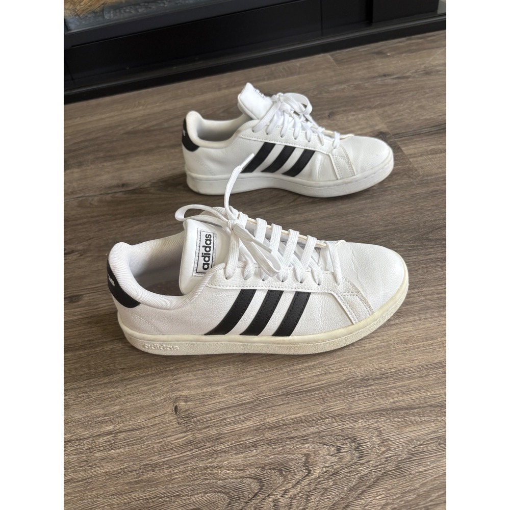 Adidas Grand Court Cloudfoam Comfort White Black Stripe Sneakers Shoes women's 7 - Picture 4 of 8